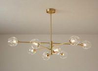 Lámpara de Techo LED Moderna de Diseño Simple y Creativo, con Múltiples Bombillas y Pantalla de Cristal