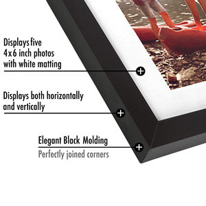 Cadre d'affichage <span class=keywords><strong>photo</strong></span> en bois <span class=keywords><strong>à</strong></span> <span class=keywords><strong>montage</strong></span> mural vertical et horizontal Cadre <span class=keywords><strong>photo</strong></span> créatif <span class=keywords><strong>à</strong></span> 5 grilles de style galerie noir 4x6 - Product Image 4