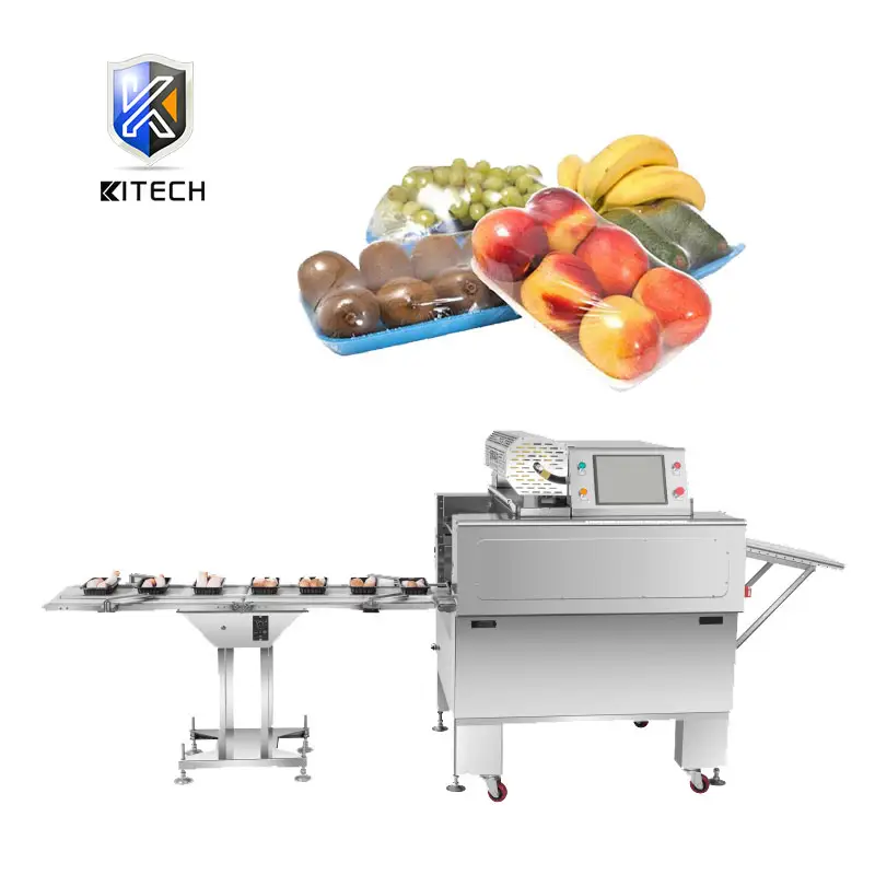 Full Automatic Food Fruit Pvc Pe Cling Film Wrapper Wrapping Packing Packaging Machine
