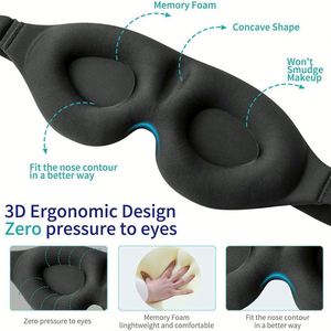 Masque de sommeil personnalisé en gros avec logo, masque oculaire 3D en mousse à mémoire de forme à pression zéro pour cadeau promotionnel d'entreprise - Product Image 4