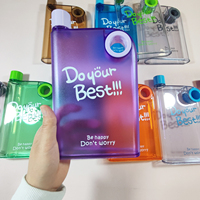 Bouteilles d'eau en plastique transparentes A5 personnalisées en gros, carrées, 420 ml, pour sport, jus, lait, carton, gobelets mignons pour enfants