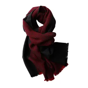 Autumn and winter new warm wool scarf herringbone color-blocking scarf for men