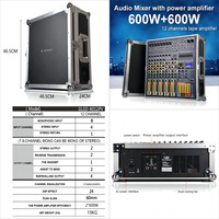 Demao 12 canaux entrée puissance professionnel audio numérique dj console de mixage 600W + 600watts mélangeurs amplificateur