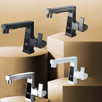 Ventes directes d'usine robinet de salle de bain intelligent affichage numérique LED peut soulever le robinet de bassin rotatif télescopique