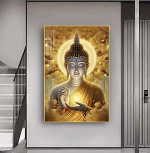 Estatua de <span class=keywords><strong>Buda</strong></span> Dorada de Lujo, Arte Religioso Budista, Póster Impreso, Arte de Pared, Pintura en Porcelana de Cristal, Decoración del Hogar - Product Image 5