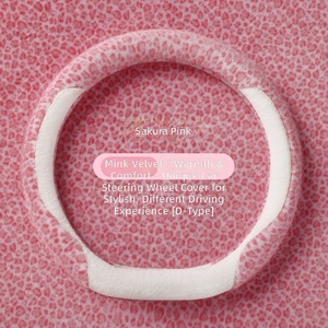 Housse de <span class=keywords><strong>volant</strong></span> en peluche d'hiver pour l'exercice, nouveau design tendance, garde au chaud, en fourrure de vison, antidérapante, en forme de D, pour voiture - Product Image 5