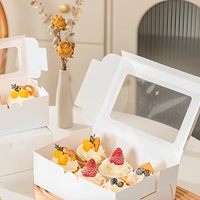 Boîtes à cupcakes rectangulaires personnalisées Yafeng avec fenêtre, en carton jetable, emballage alimentaire sûr pour boulangerie avec couvercle transparent