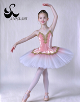 Robe de tutu de ballet professionnelle, corsage en velours rose, jupe en tulle, décorations en dentelle dorée, costume de performance de ballet pour compétition sur scène