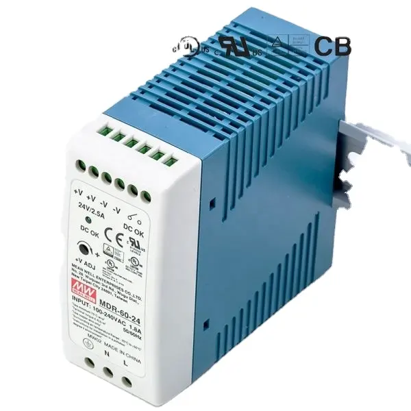 MDR-60 시리즈 60W 5V/12V/24V/48V DIN 레일 PSU AC-DC SMPS 평균 잘 스위칭 전원 공급 장치