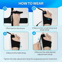 Correcteur d'hallux valgus pour femmes et hommes, attelle ajustable pour redresser le gros orteil avec coussinets en gel et sangles de tension pour la correction de l'hallux valgus