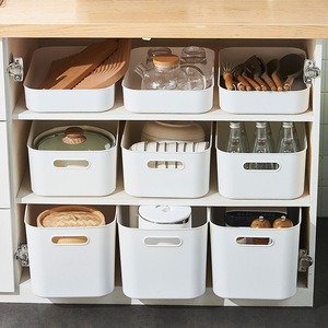 Boîte de rangement en plastique Proins en gros avec couvercle, plusieurs tailles, couleur blanche, organisateur empilable pour cuisine et salle de bain, pour la maison - Product Image 4