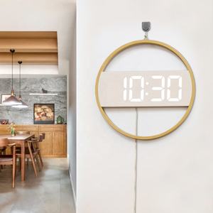 Horloge murale numérique LED ronde décorative en bois créative de 12 <span class=keywords><strong>pouces</strong></span> pour la décoration de la maison ET5059 - Product Image 5