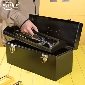 SMILETECH Durable Portable Hard Tool Case Storage Metal Tool Box Hardware Storage Boxes