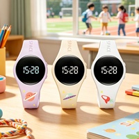 Jam Tangan Digital LED Tahan Air untuk Anak dengan Tali Silikon Lebar dan Layar LED