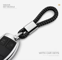 Porte-clés en cuir tressé personnalisé, pendentif en cuir PU tissé à la main de haute qualité avec logo de marque de voiture, porte-clés en métal, vente en gros