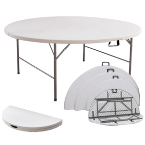 <span class=keywords><strong>Table</strong></span> de banquet ronde pliable en plastique HDPE bon marché avec pieds en métal, imperméable et anti-huile, 6 places, meubles de maison - Product Image 1