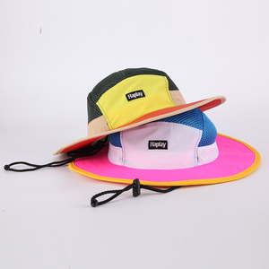 Sombrero Boonie de ala grande plegable de alta calidad, gorra de nailon de poliéster para acampar de secado rápido, sombreros de cubo personalizados de malla con cuerda - Product Image 1
