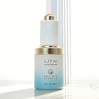 Flacon compte-gouttes en verre de luxe 30 ml pour huile essentielle pour les yeux, flacon vide de 1 oz pour sérum et huile de soin avec compte-gouttes à bouton-poussoir