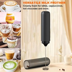 Mousseur à lait rechargeable avec couvercle Mélangeur de boissons facile à transporter Mousseur électrique portable pour café Latte Cappuccino Chocolat - Product Image 2