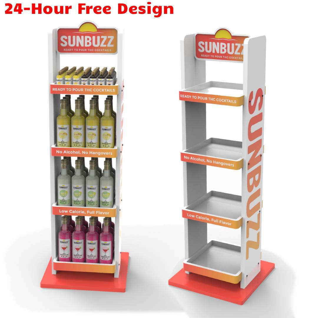 Wholesale Customized Adjustable Wine Beverage Display Rack Multi Tier Structure for Retail Stores Supermarket Floor Standing OEM — view 4