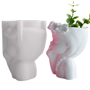 Molde <span class=keywords><strong>de</strong></span> silicona 3D para maceta <span class=keywords><strong>de</strong></span> hormigón con forma <span class=keywords><strong>de</strong></span> cabeza <span class=keywords><strong>de</strong></span> chica hermosa, para suculentas, jarrón, cemento y arcilla - Product Image 3