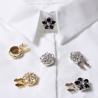 Cubrebotones de Moda para Mujer con Flores de Diamantes de Imitación Desmontables, Broches de Cristal a Presión para Camisas, Blusas, Vestidos y Abrigos