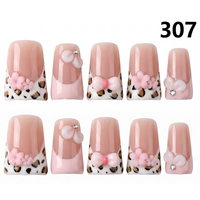 Faux Ongles Press-On Faits Main 651-655 Couleurs Fleurs Canard, 10 Pièces, Styles de Design Uniques pour Doigts