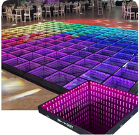 Installation rapide, sol de danse LED 3D sans fil Abyss Infinity magnétique ABS+verre trempé, installation facile pour scène de mariage, fête