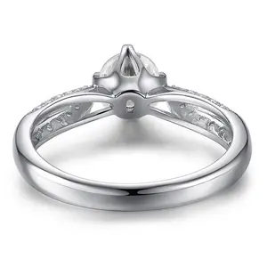 Bague en or massif blanc 14k/18K à quatre griffes rondes simples, bague solitaire en or 1 gramme