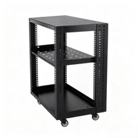 Rack de serveur ouvert 19 pouces 4 poteaux 12U 520*600*600mm en acier laminé à froid SPCC profond, mobile