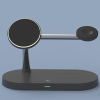 Support magnétique 5-en-1 en alliage de zinc AFY 2026 pour smartphone, montre et écouteurs, chargeur sans fil rapide 15W avec veilleuse
