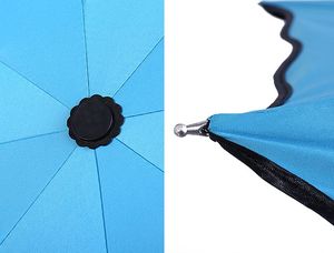 Parapluie de pluie UV pour femmes 3 plis magiques avec impression de motif de fleurs à changement de couleur de l'eau contrôle manuel de luxe - Product Image 3