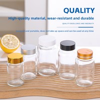 Flacon en verre transparent à large ouverture, multi-spécifications, qualité alimentaire, pour produits de santé et médicaments, idéal pour 3-7 gélules de Cordyceps en poudre