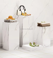 Podio de MDF de mármol de cubo cilíndrico de forma geométrica para cosméticos/escaparate accesorios de exhibición de ventana