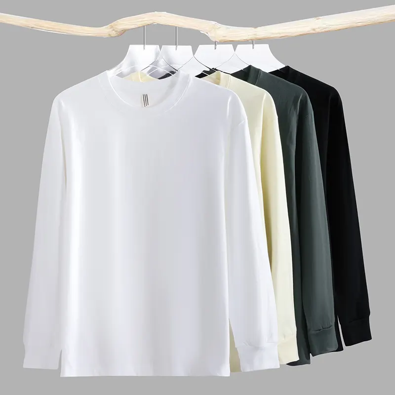Custom Design Wholesale Custom Lange Mouw Tshirt Premium Oversized 100% Katoen Dtg Print Tshirt U Kunt Uw Merk Tshirt