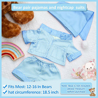 Vêtements d'ours à rayures bleues peluche construire une belle peluche Teddy Costumes accessoires en gros OEM ODM usine petit ami ours