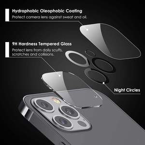 Film protecteur d'objectif d'appareil photo pour téléphone portable en verre trempé anti-rayures, anti-poussière, 9H, personnalisé pour iPhone 15 16 16E 17 Pro Max - Product Image 3