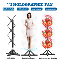 Projecteur holographique 3D E-P62 1*3, ventilateur holographique LED à 4 pales, affichage holographique 3D haute luminosité pour utilisation en extérieur, OEM