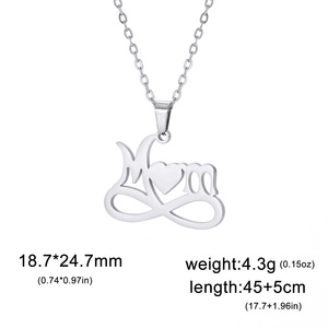 Collier pendentif cœur simple et tendance pour <span class=keywords><strong>maman</strong></span>, chaîne en acier inoxydable, cadeau pour la fête des mères - Product Image 4
