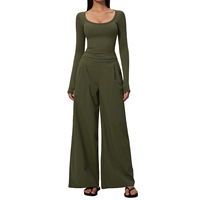 Vêtements de sport respirants personnalisés DY, col en V, coupe ajustée, séchage rapide, pantalon large décontracté, vêtements de fitness, taille haute, vêtements de sport décontractés