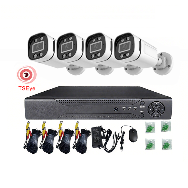 TSEye Home Security Full Color Video DVR Kit 1MP/2MP/5MP H.265 4CH XVR AHD Analog CCTV Camera System Cloud IP67 Waterproof