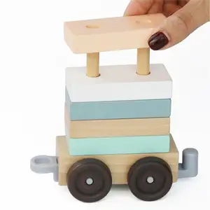 मोंटेसरी खिलौने बच्चों के खींच रंगीन आकार मिलान जल्दी शैक्षिक लकड़ी bock ट्रेन खिलौने संवेदी खिलौने सेट