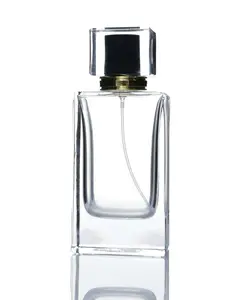 Botella de perfume transparente de alta calidad cosmética de lujo de 50ml al por mayor