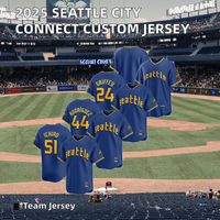 Maillots de baseball personnalisés 2025 pour hommes et femmes, collection Seattle City Connect, manches courtes, 100 % polyester, brodés, pour adultes, grandes tailles