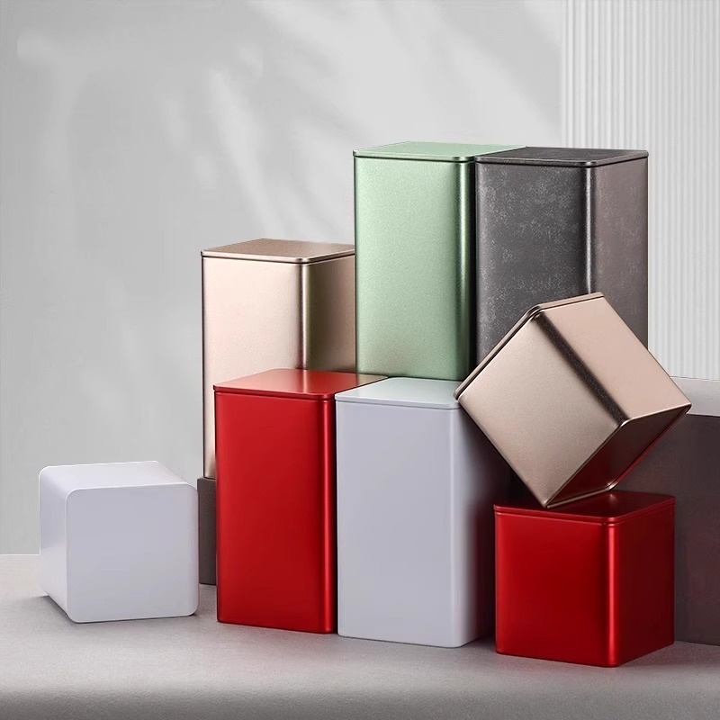 Квадратная жестяная банка для чая, 8,5x8,5x9 см