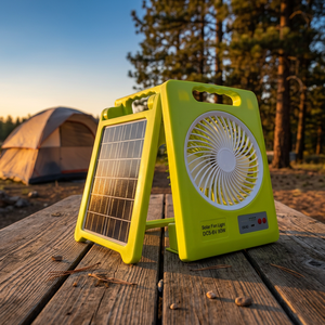 Ventilador Portátil Plegable de 3 Velocidades con Recarga Solar, Rejilla Protectora, 5 Aspas, Motor DC, ABS, 2x1200mA, Litio, para Hogar y Oficina - Product Image 4
