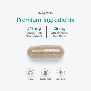 Sans OGM Vegan Chaste Tree Berry Extract 60 Capsules Supplément de <span class=keywords><strong>Chasteberry</strong></span> pour les femmes Hormone Balance - Product Image 3