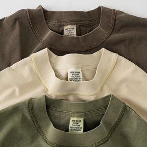 T-shirt Homme Vintage Délavé en Coton 100% Lavé à l'Acide, Coupe Oversize 275 g/m², Manches Courtes, Respirant et Anti-rétrécissement - Product Image 3