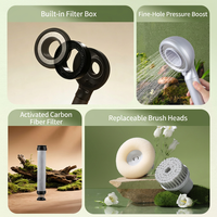Pommeau de Douche Filtrant Portable avec Anneau Inhibiteur de Tartre KDF, Cartouche en Fibre de Carbone, Kit Filtre de Douche Économiseur d'Eau à Haut Débit