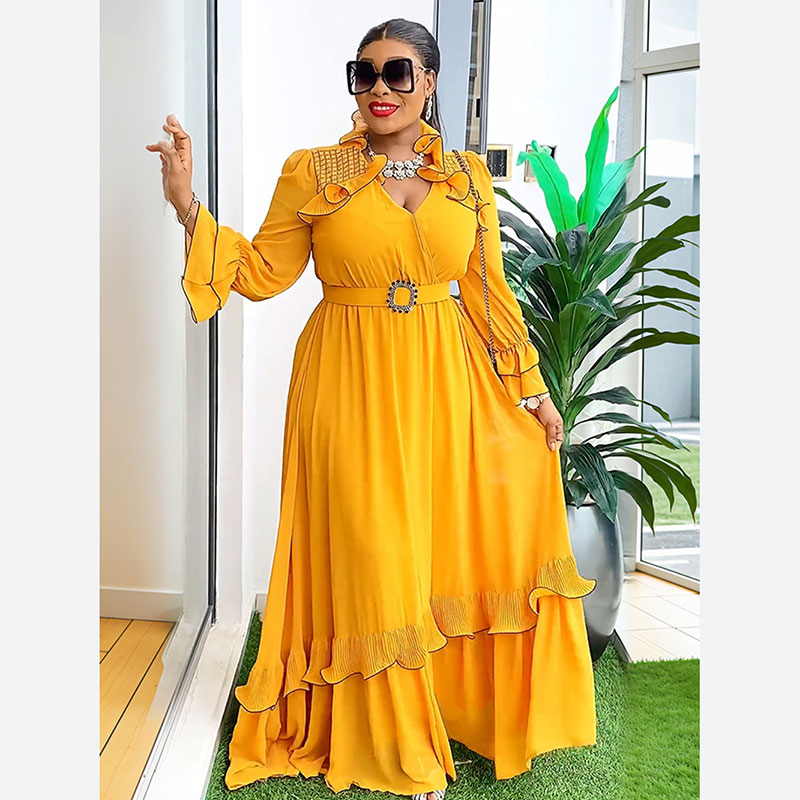 Elegant Gowns - African Chiffon Maxi Dress Plus Size